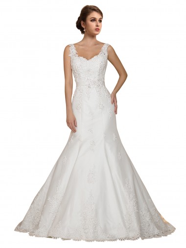 Chapel Train Cap Sleeves Lace Ivory Mermaid Wedding Dress Canberra