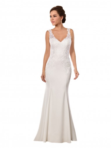 Chapel Train Sleeveless Lace & Stretch Crepe Ivory Mermaid Sexy Wedding Dress Canberra