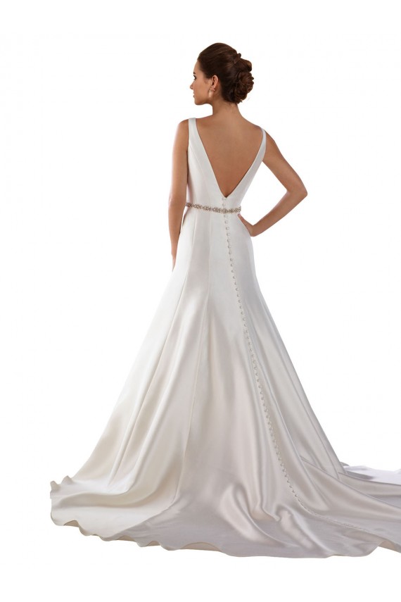 Chapel Train Sleeveless Satin Ivory Mermaid Modern Wedding Dress Canberra