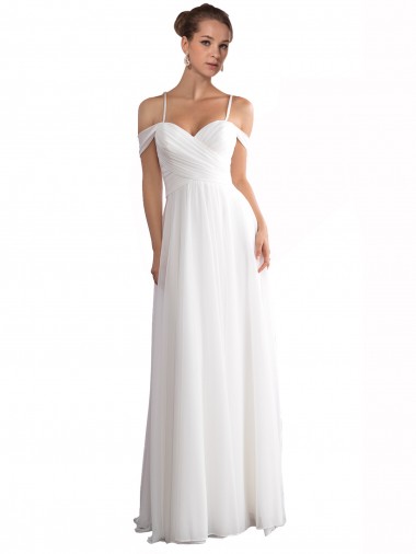 Sweep Train Sleeveless Soft Chiffon Ivory A-Line Beach Wedding Dress Canberra