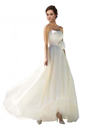 Long Sleeveless Soft Chiffon Ivory A-Line Wedding Dress Canberra