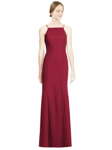 Long Sleeveless Soft Chiffon Burgundy Mermaid Bridal Party Dress Canberra