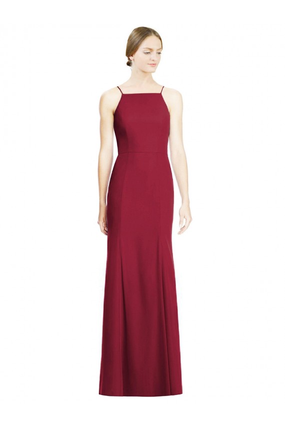 Long Sleeveless Soft Chiffon Burgundy Mermaid Bridal Party Dress Canberra