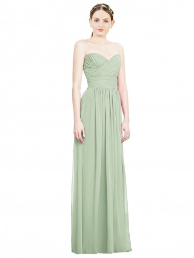 Long Sleeveless Soft Chiffon Sage Sweetheart A-Line Bridesmaid Dress Canberra