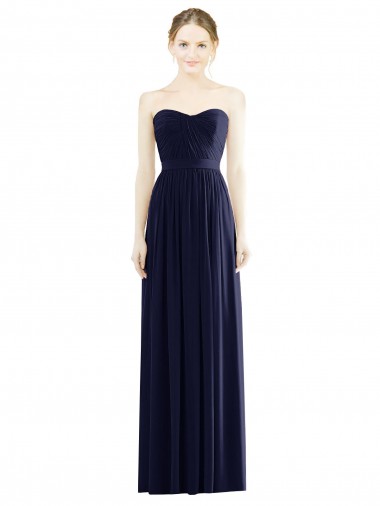 Long Sleeveless Soft Chiffon Dark Navy A-Line Formal Evening Gown / Bridesmaid Dress Canberra