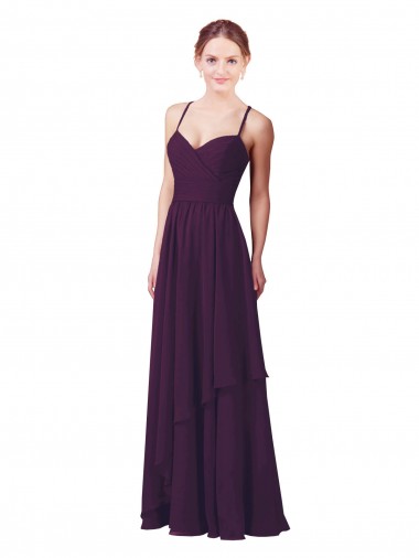 Long Sleeveless Soft Chiffon Grape Sheath Bridesmaid Dress Canberra