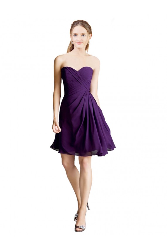 Knee Length Sleeveless Soft Chiffon Purple A-Line Bridesmaid Dress Canberra