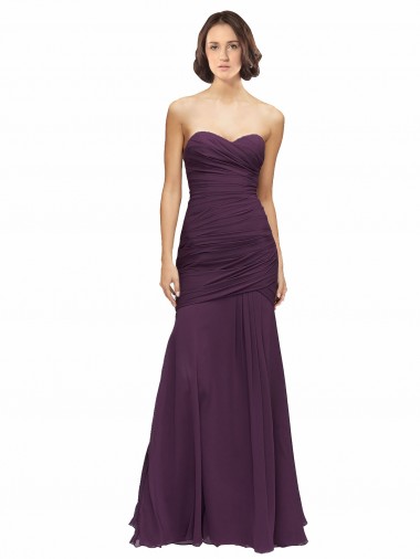 Long Sleeveless Soft Chiffon Grape Mermaid Bridesmaid Dress Canberra