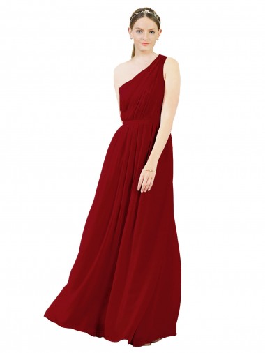 Long Sleeveless Chiffon Burgundy A-Line Bridal Party Dress / Evening Dress Canberra