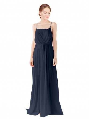 Long Sleeveless Chiffon Dark Navy A-Line Bridesmaid Dress / Evening Gowns Canberra