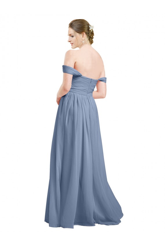 Long Sleeveless Soft Chiffon Dusty Blue A-Line Formal Dress / Bridesmaid Dress Canberra