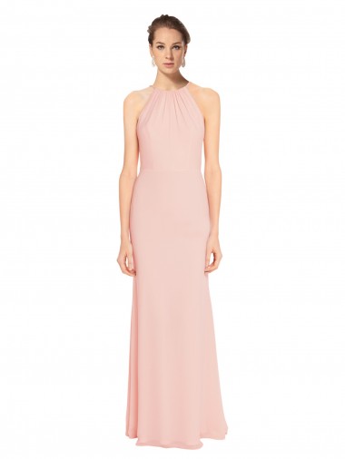 Long Sleeveless Chiffon Pink A-Line Bridesmaid Dress Canberra