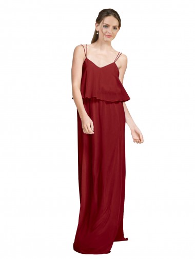 Long Sleeveless Chiffon Burgundy A-Line Bridesmaid Dress Canberra