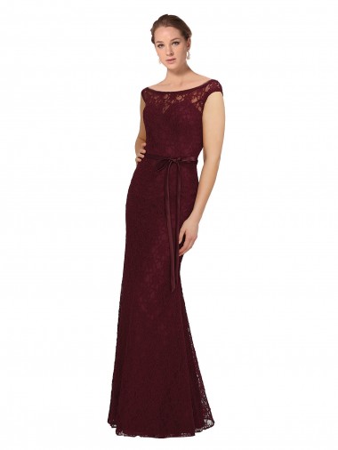 Long Cap Sleeves Soft Chiffon Burgundy Gold Sheath Bridesmaid Dress Canberra