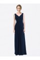 Long Sleeveless Soft Chiffon Dark Navy V-Neck A-Line Evening Gowns / Bridesmaid Dress Canberra
