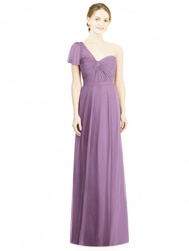 Long Flutter Sleeves Soft Chiffon Dark Lavender A-Line Formal Dress / Bridesmaid Dress Canberra