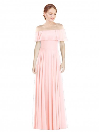 Long Sleeveless Soft Chiffon Pink A-Line Formal Bridesmaid Dress Canberra