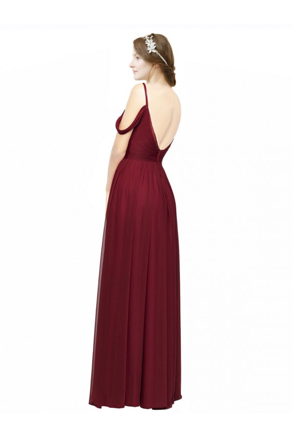 Long Sleeveless Chiffon Burgundy Off the Shoulder A-Line Bridesmaid Dress / Evening Dress Canberra