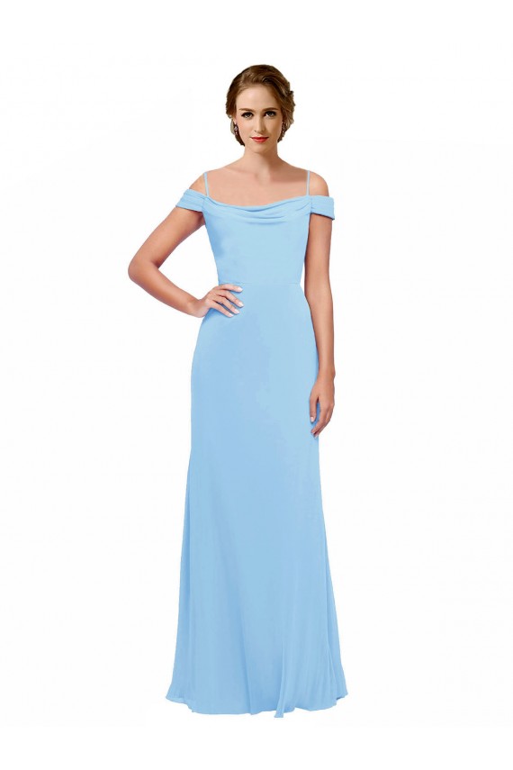 Long Sleeveless Soft Chiffon Periwinkle Off the Shoulder A-Line Bridesmaid Dress Canberra