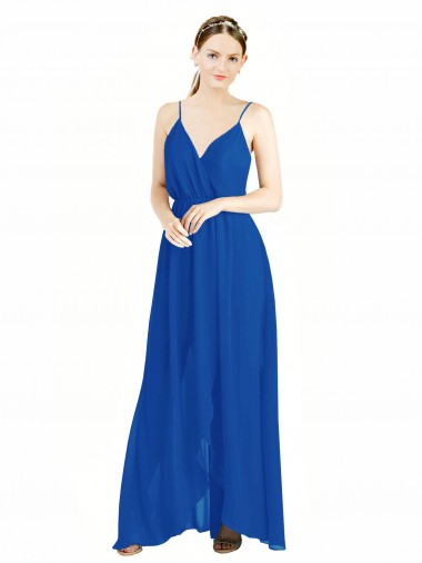 Long Sleeveless Luxe Chiffon Royal Blue A-Line Bridesmaid Dress Canberra