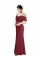 Long Cold Shoulder Soft Chiffon Burgundy A-Line Bridesmaid Dress Canberra