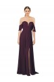 Long Cold Shoulder Soft Chiffon Grape Sheath Formal Dress / Bridesmaid Dress Canberra