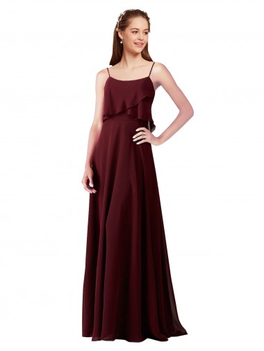 Long Sleeveless Chiffon Burgundy Gold A-Line Bridesmaid Gowns Canberra