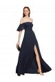 Long Sleeveless Soft Chiffon Dark Navy A-Line Prom Dress / Bridesmaid Dress Canberra