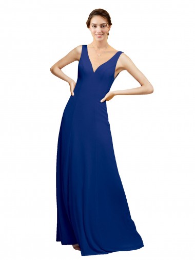 Long Floor Length Sleeveless Chiffon Royal Blue A-Line Bridesmaid Dress Canberra