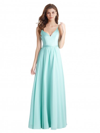 Long Sleeveless Soft Chiffon & Satin Waterfall A-Line Bridesmaid Dress Canberra