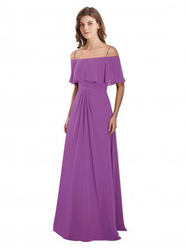 Long Flutter Sleeves Soft Chiffon Dahlia A-Line Bridesmaid Dress Canberra