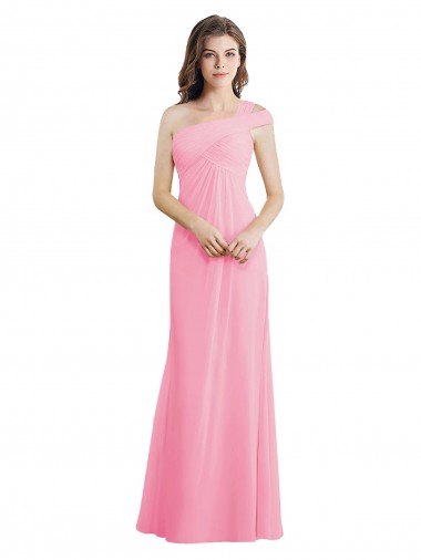 Long Sleeveless Chiffon Barely Pink A-Line Bridesmaid Dress Canberra