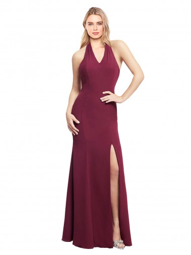 Long Sleeveless Soft Chiffon Burgundy Mermaid Bridesmaid Dress Canberra