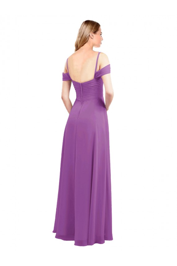 Long Cold Shoulder Soft Chiffon Dahlia A-Line Bridesmaid Dress Canberra