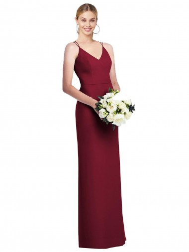 Long Sleeveless Soft Chiffon Burgundy V-Neck A-Line Formal Dress / Bridesmaid Dress Canberra