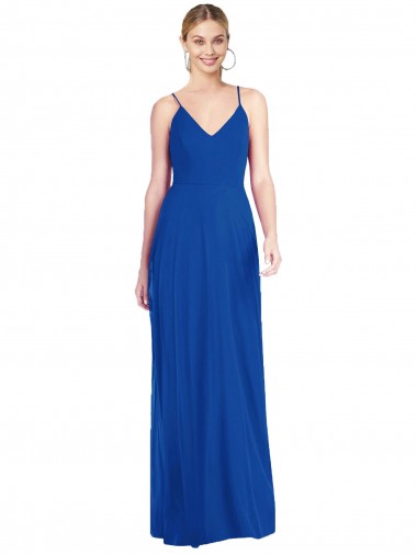 Long Sleeveless Soft Chiffon Royal Blue A-Line Formal Dress / Bridesmaid Dress Canberra