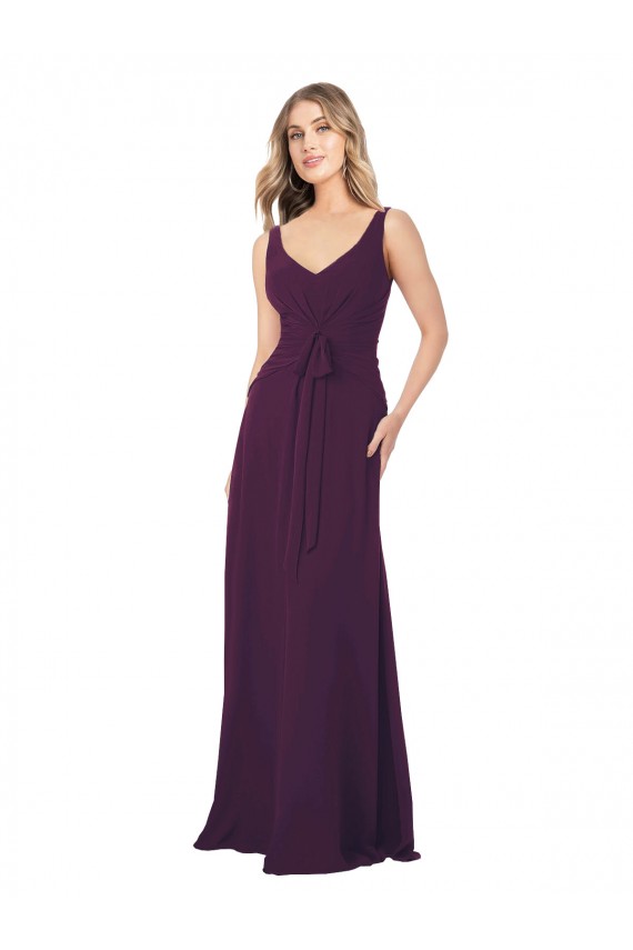 Long Floor Length Sleeveless Chiffon Grape A-Line Bridesmaid Dress Canberra