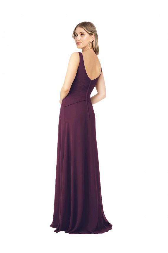 Long Floor Length Sleeveless Chiffon Grape A-Line Bridesmaid Dress Canberra