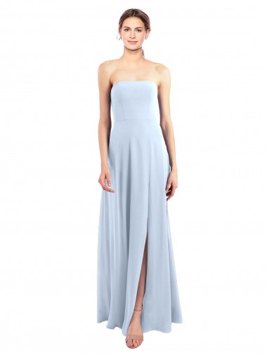Long Sleeveless Soft Chiffon Light Sky Blue Strapless A-Line Bridesmaid Dress Canberra