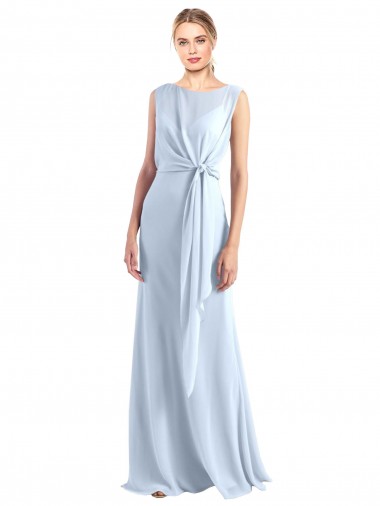 Long Sleeveless Chiffon Light Sky Blue V-Neck A-Line Bridesmaid Dress / Evening Gowns Canberra