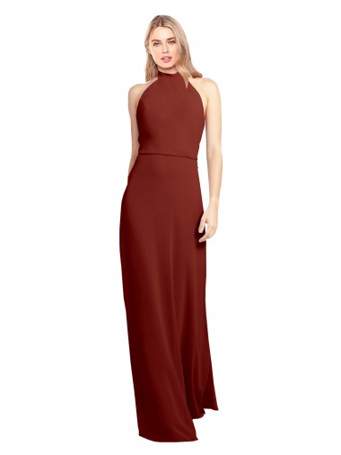 Long Sleeveless Soft Chiffon Burgundy A-Line Prom Dress / Bridesmaid Dress Canberra