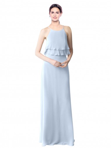 Long Sleeveless Soft Chiffon Light Sky Blue A-Line Bridesmaid Dresses Canberra