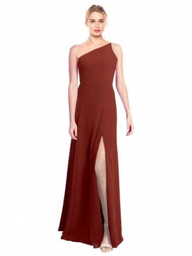 Long Sleeveless Soft Chiffon Burgundy One Shoulder A-Line Formal Dress / Bridesmaid Dress Canberra