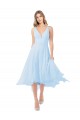 Midi Length Sleeveless Soft Chiffon Light Sky Blue A-Line Bridesmaid Dress Canberra
