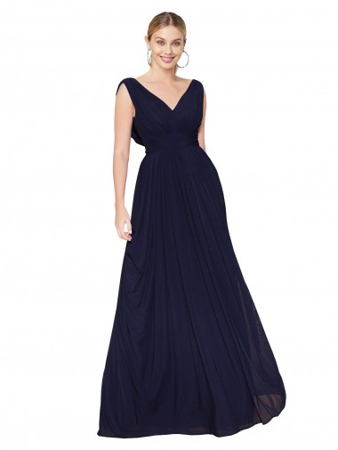 Long Sleeveless Soft Chiffon Dark Navy A-Line Formal Evening Gown / Prom Dress / Bridesmaid Dress Canberra