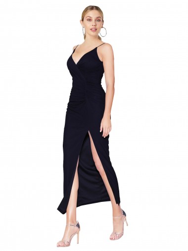 Knee Length Sleeveless Soft Chiffon Dark Navy Mermaid Formal Evening Gown / Prom Dress / Bridesmaid Dress Canberra