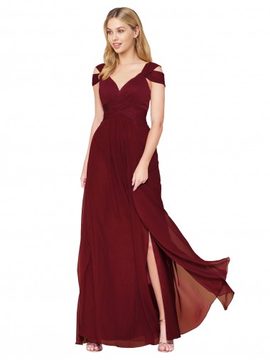 Long Sleeveless Soft Chiffon Burgundy A-Line Formal Evening Gown / Prom Dress / Bridesmaid Dress Canberra