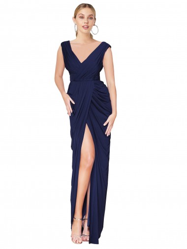 Long Sleeveless Soft Chiffon Dark Navy Mermaid Formal Evening Gown / Prom Dress / Bridesmaid Dress Canberra
