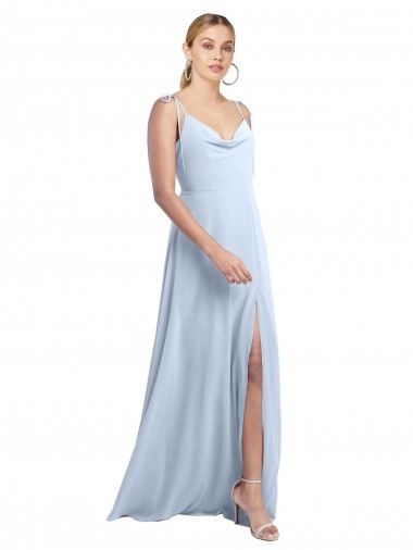 Long Sleeveless Chiffon Light Sky Blue Spaghetti Straps A-Line Bridesmaid Dress / Evening Gowns Canberra