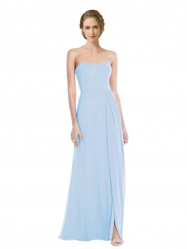 Long Sleeveless Soft Chiffon Light Sky Blue Sweetheart A-Line Evening Dresses Canberra